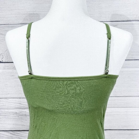 Basic Tank Top | Spaghetti Strap | Textured | Green | Medium | Y2K | Women - Picture 6 of 12